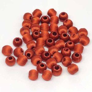 Silk Thread Wrapped Beads, 8mm, Brick Red, No: 752