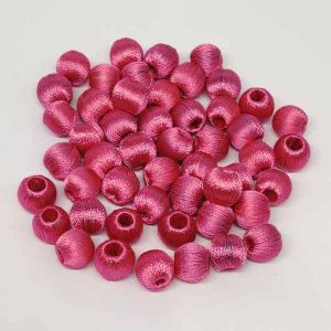 Silk Thread Wrapped Beads, 8mm, Pink, No: 3