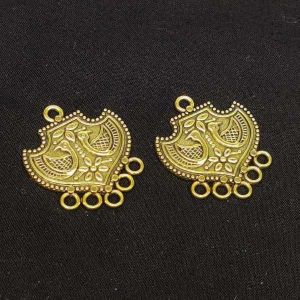 Antique Gold Metal Connector,Heart Shape, Peacock (Small) 