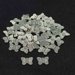 Antique Silver Metal Beads, Butterfly, Pack Of 25 Grams