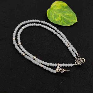 Glass Beads Anklet, Light Grey, Sold By 1 Pair