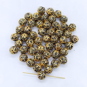 Designer Beads, Gold Foiled, Round, 10mm