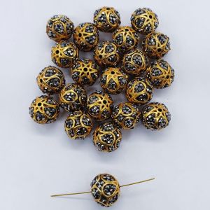 Designer Beads, Gold Foiled, Round, 12mm