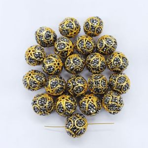 Designer Beads, Gold Foiled, Round, 14mm