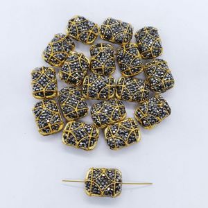 Designer Beads, Gold Foiled, Rectangle, Sold By 1 Pc