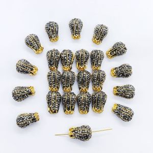 Designer Beads, Gold Foiled, Bud, 20x12mm, Sold By 1 Pc