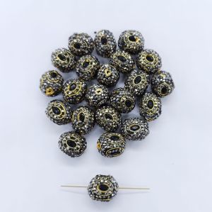 Designer Beads, Gold Foiled With Black Stones, Oval, Sold By 1 Pc