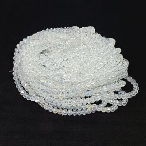 Glass Crystals, Rondelle, 6mm, Glass White