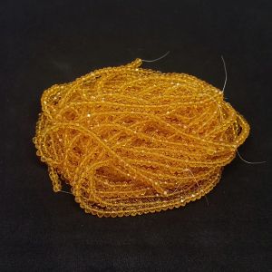 Navrabeads Mustard Yellow Glass Crystal Rondelle Beads 4mm – 18 Inch String | Approx. 120–130 Pcs for Jewellery Making