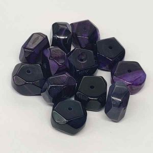 Natural Agate Rondelle/Disc Shape - Dark Purple, Pack Of 12 Pcs