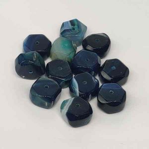 Natural Agate Rondelle/Disc Shape - Dark Blue, Pack Of 12 Pcs