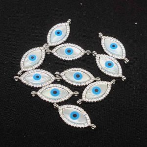 Evil Eye Pendant With CZ Stones (Silver Finish)