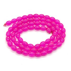 Oval Glass Beads, 8x11mm, Candy Pink