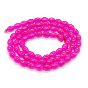 Oval Glass Beads, 8x11mm, Candy Pink