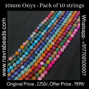Onyx Beads, 10mm, Round, Assorted, Pack Of 10 Colors