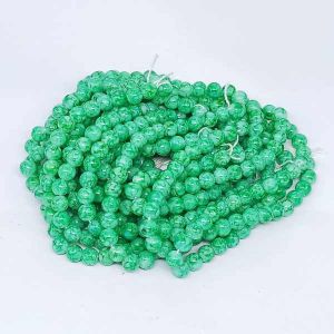 Printed Glass Beads, 8mm, Round, Green