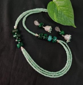 Agate And Onyx Necklace With Matching Jhumkas