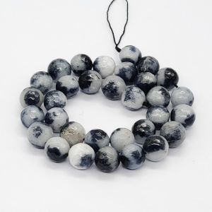 Onyx Stone Beads, 12mm, Round, Grey And Black