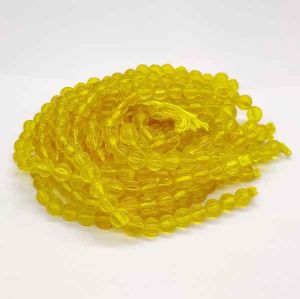 Glass Beads, Pumpkin Shape, 8mm, Yellow