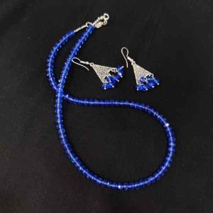 Crystal Necklace With Matching Earrings, Blue