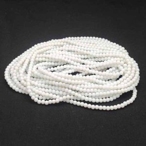 Glass beads, Round, Plain, 4mm, Milky white