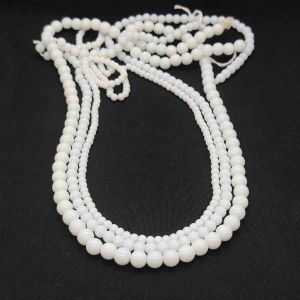 Glass Beads, Assorted, (Milky White), Pack Of 3 Strings, 4mm, 6mm, 8mm