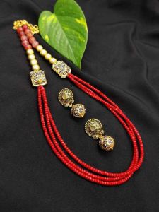 Crystal Necklace With Gold Brushed Beads And Designer Beads