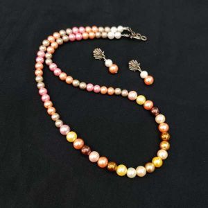 Multicolor Shell Pearl Necklace With Earrings