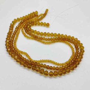 Glass Crystals, Rondelle, (Honey Brown), Pack of 3 Strings, 4mm, 6mm, 8mm