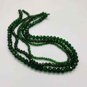 Glass Crystals, Rondelle, (Dark Green), Pack of 3 Strings, 4mm, 6mm, 8mm