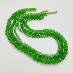 Glass Crystals, Rondelle, (Grass Green), Pack Of 3 Strings, 4mm, 6mm, 8mm