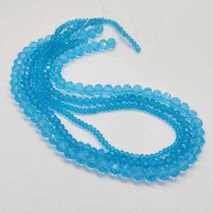 Glass Crystals, Rondelle, (Sky Blue), Pack of 3 Strings, 4mm, 6mm, 8mm