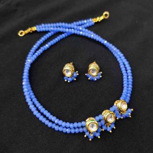 Kundan Chokers With Matching Earrings, Light Blue