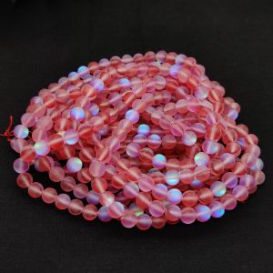 Natural Gemstone Beads, 8mm Round, Red Aura Quartz