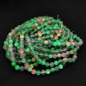 Natural Gemstone Beads, 8mm Round, Green Aura Quartz