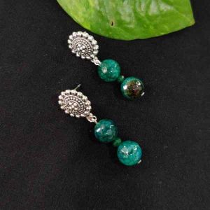 Green Onyx Earrings With Round Stud