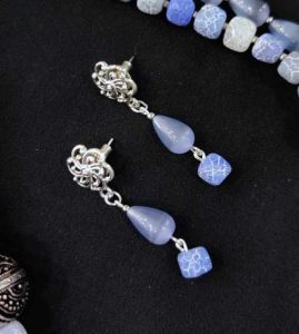 Cats Eye And Square Agate Beads Earrings