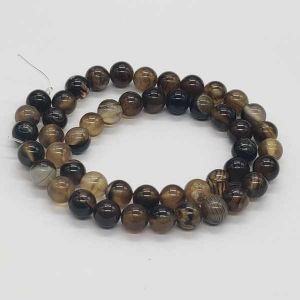 Natural Lace Agate Beads, 8mm, Brown And Black Shade
