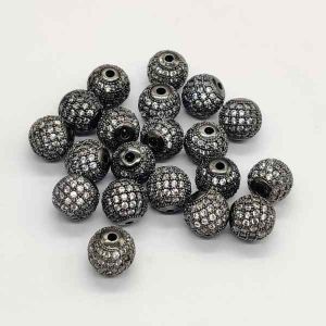 CZ Stone Balls, 10mm, Round, (Black) Finish