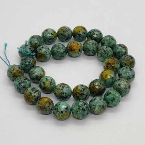 Onyx Stone Beads, 12mm, Round, Aqua Green And Yellow