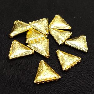 Gold Connector, Triangle Shape, 5 Hole, Pack Of 10 Pcs (5 Pairs)