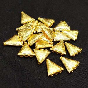 Gold Connector, Triangle Shape, 3 Hole, Pack Of 20 Pcs (10 Pairs)