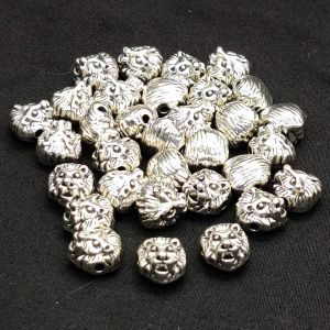 Antique Silver bead, Lion, Pack of 50gms