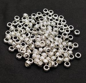 Antique Silver Spacer Beads, Round, 3x4mm, Pack Of 25 Grams
