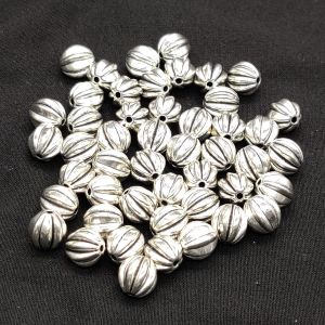 Antique Silver Metal Bead, 10x9mm, Pack Of 25 Grams