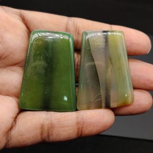 Natural Stone, Rectangle Shape, (Light Green), Sold By 1 Pair
