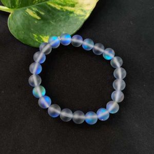 Natural Gemstone (Grey And Light Blue Aura Quartz) Bracelet