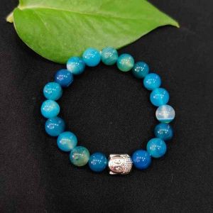 Natural Lace Agate Bracelet With Buddha Charms