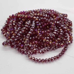 AB Glass Crystals, Rondelle, 8mm, Ruby Red