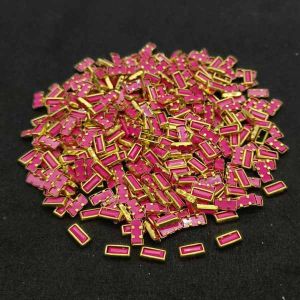 Kundan Stones, 4x8mm, Rectangle, Pack Of 25 Gms, Dark Pink